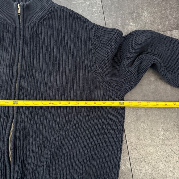 LL Bean Mens Full Zip Ribbed Knit Sweater Jacket Navy Blue XL Reg Heavyweight - Picture 3 of 5